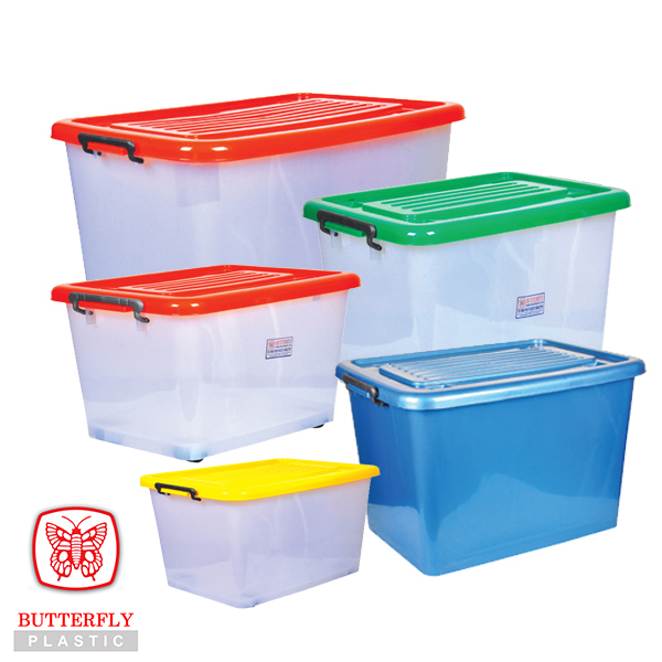 Plastic storage containers with lids in various sizes